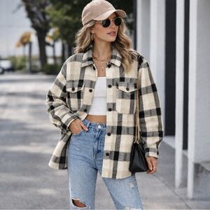 Brand new with tags Lucky Brand buffalo plaid shacket in size XL 🤍🖤